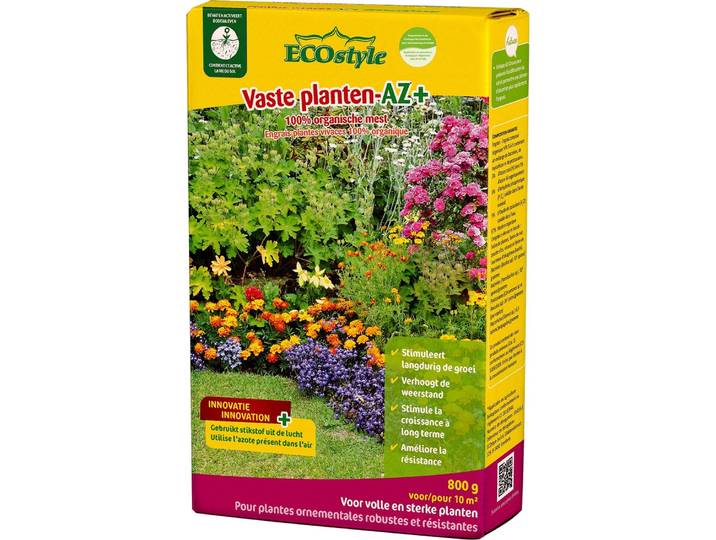 ECOstyle Vaste Planten-AZ Organische Tuinmest - Keurrijke Vaste Planten - Extra bacterien voor sterke planten - 120 Dagen Voeding - 35 M2 - 2\,75 KG