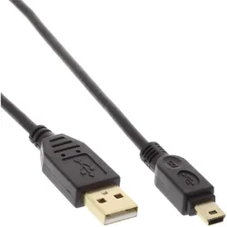 INLINE USB 2,0 Mini-Kabel, USB A Stecker an Mini Stecker (5pol,), schwarz, vergoldete Kontakte, 2m