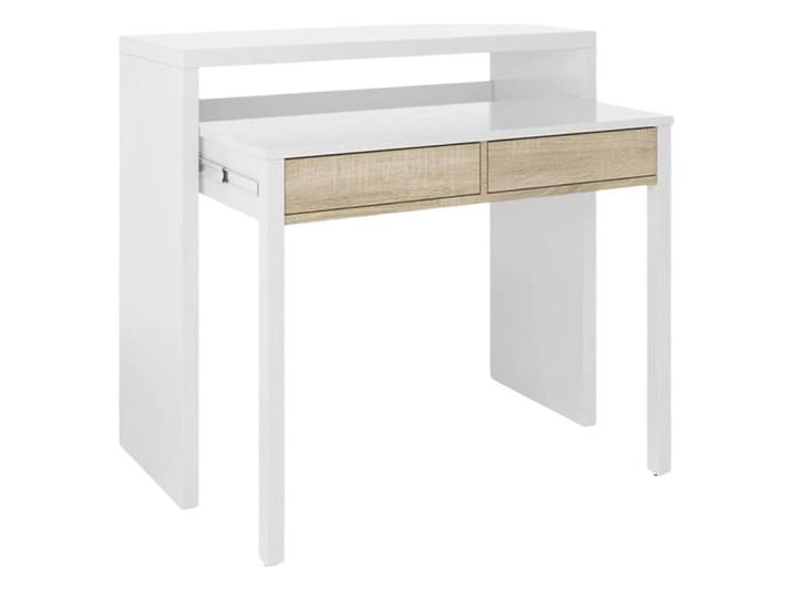Bureau effet bois beige, blanc 98x36 cm