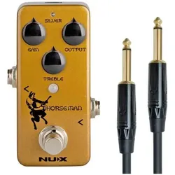 NUX NOD-1 Horseman Drive Overdrive mit Kabel (Overdrive), Effektgerät, Gold, Silber