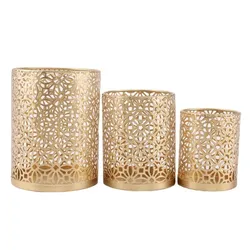 Windlicht Set Olleros gold 16cm 3 Stück