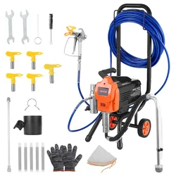 VEVOR Airless-Farbspritzgerät Sprühgerät mit Standfuß 1500 W 3300 psi, Farbsprühsystem mit Reinigungsbürste & Schlauch & Verlängerungsstange & Düsen, Farbsprühgerät für Wohnungen, Gebäude