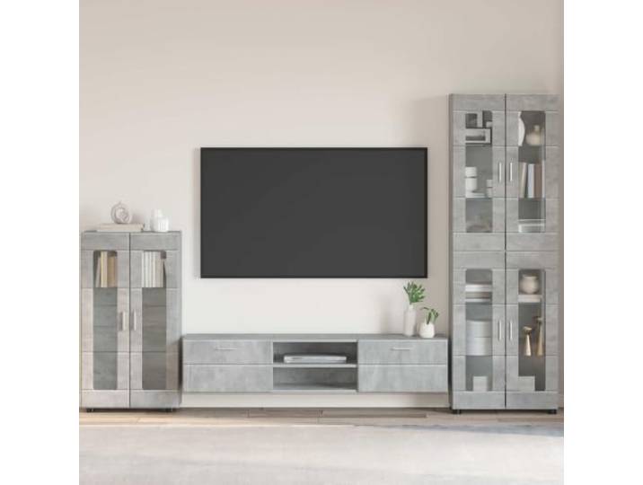 Sideboard FLORIN 55,5 x 29 x 100 cm Beton Grau Holzwerkstoff Stauraumschrank, matte Oberfläche, Innenraum geeignet, pflegeleichte Reinigung, klares Design