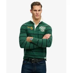 Superdry für Herren. M1110483A Rugby-Poloshirt Double Emblem Stripe Rugby grün (XL), Lässig, Baumwolle, Langarm