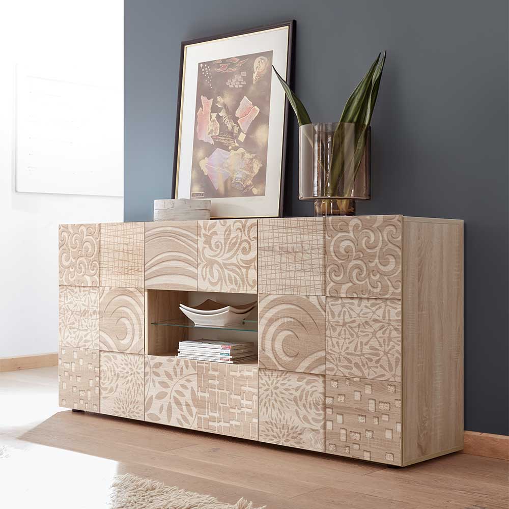 Pharao24.de Design Sideboard in Sonoma Eiche Siebdruck
