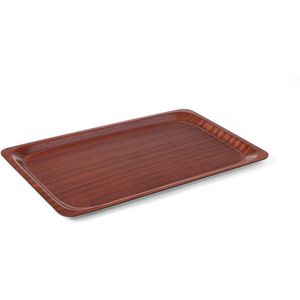 Hendi Serviertablett Woodform 507216 eckig, GN 1/1, aus Kunststoff, rutschfest, braun