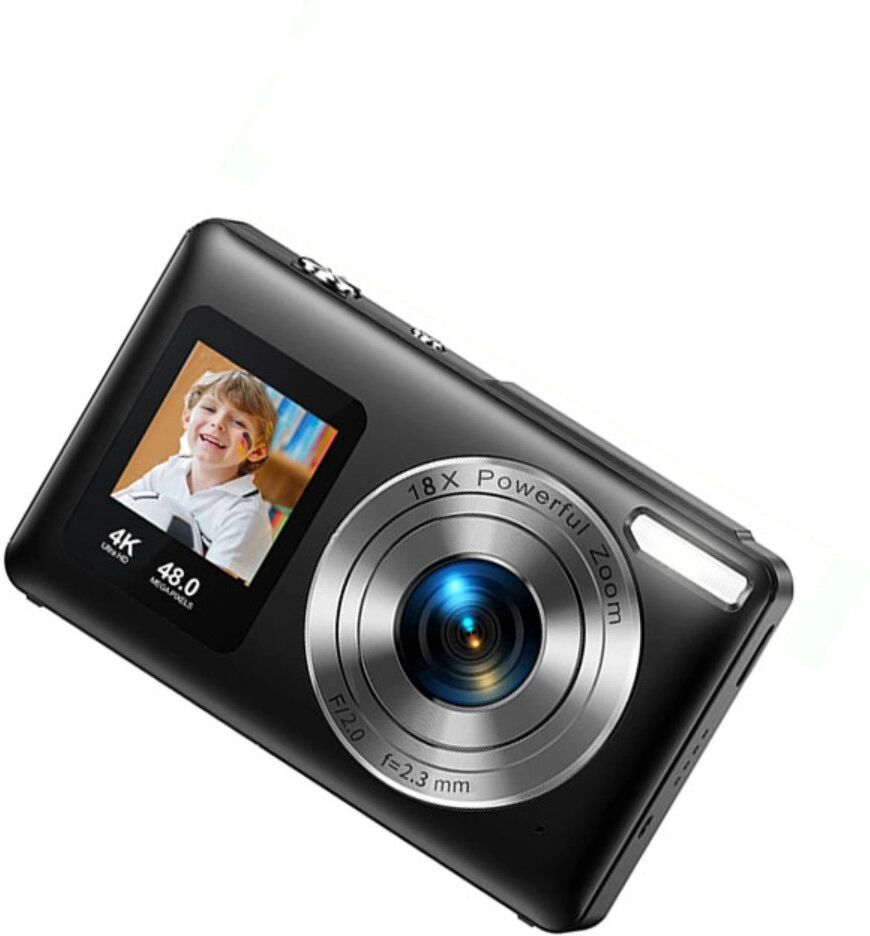 INF Dual-Bildschirm-Digitalkamera mit dualen IPS-Displays, 4K 30fps, 18x Digitalzoom, echte 5MP AF-Linse Schwarz