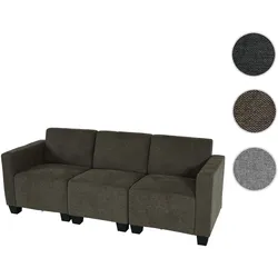 Modular 3-Sitzer Sofa Couch Lyon, Stoff/Textil ~ braun