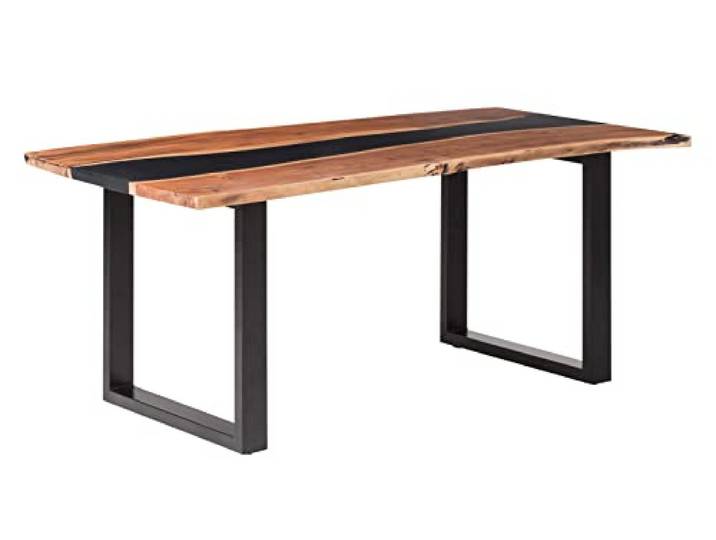 Woodkings Esstisch Black River Küchentisch 170x90 aus Akazie Baumkantentisch mit Epoxidharz-Design perfekt für Esszimmer Modern und Einzigartig