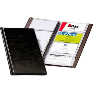 Durable Visitenkartenmappe 238001 Visifix 96, schwarz, A5, aus Kunststoff in Lederoptik, für 96 Karten