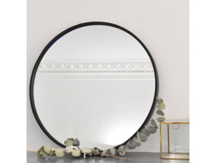 Miroir rond en métal noir 60 cm Soho