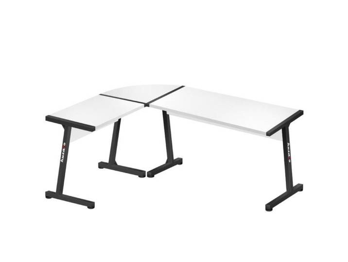 Bureau gaming HUZARO HERO 6.0 Blanc Noir Bureau d'angle 147×112cm PC Gaming Informatique Bureau PC Ergonomique Carbon