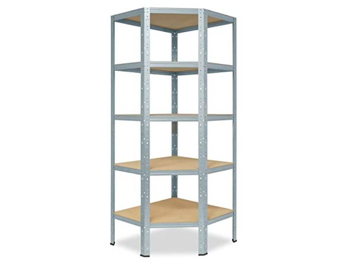 shelfplaza® 180x70x40cm Home Eckregal Schwerlast verzinkt/Metallregal Stehend 5 Böden je 175kg Tragkraft/Corner Shelf Schwerlastregal