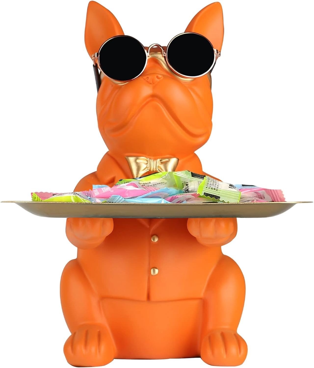Moderne Decoratieve Oranjekleurige Bulldog Tray voor Sleutels, Sieraden en Candy