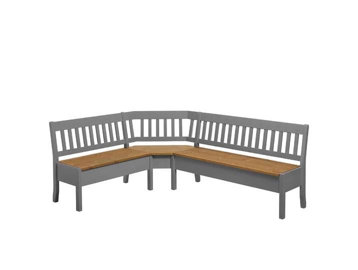 Banc d’angle Boston II 213cm Gris/Pin coloris lessivé/Pin gris