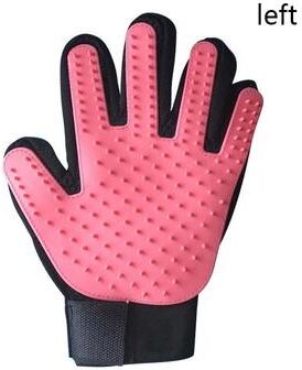 Uplift Essentials Silicone Grooming Glove High Efficiency Deshedding & Massage Brush For Dogs & Cats pink Left