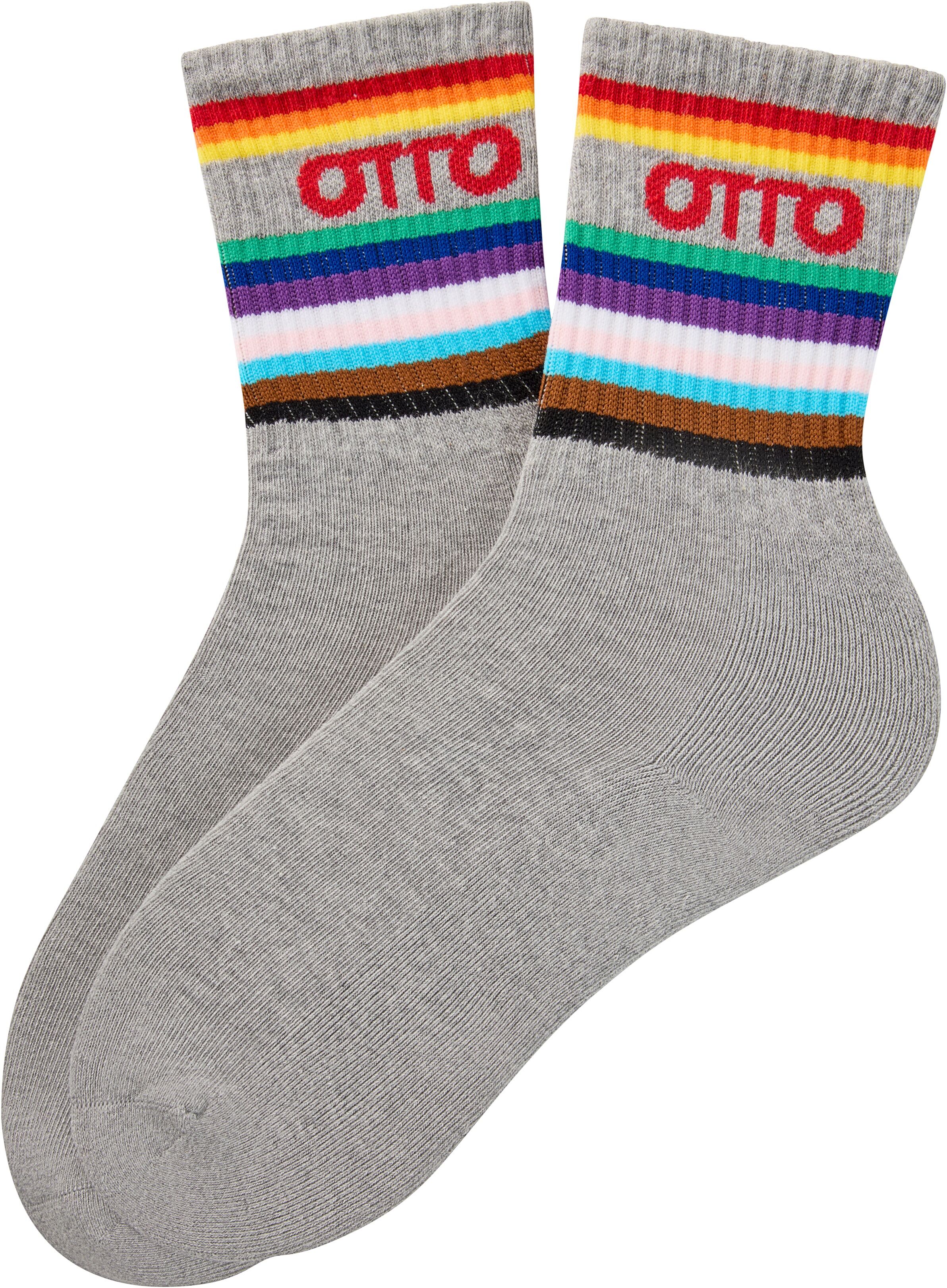 Socken CAPELLI NEW YORK, Damen, Gr. 41-45, grau (grau melange), Baumwollmischung, Socken Socken, Limited Edition Pride-Socken mit OTTO-Logo, hochwertige softe Qualität