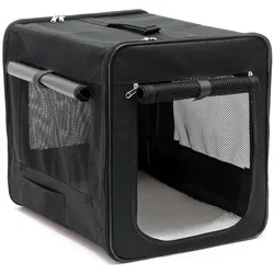 Fudajo Transportbox S Faltbar Schwarz 42x36x41cm Hundebox Katzenbox Reisebox (Hund, Katze, Atmungsaktiv, Faltbar, Waschbar), Tiertransport