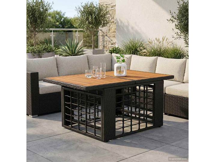 vidaXL Garten Lifting Up Tisch Schwarz und Natur 100 x 55 x 37 cm