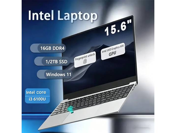 Ordinateur portable FUCHU Windows 11 Pro : 15,6 pouces, Intel Core I3 6100U, 16 Go de RAM, 1 To et 512 Go de SSD. Ordinateur portable pour le bureau/les études