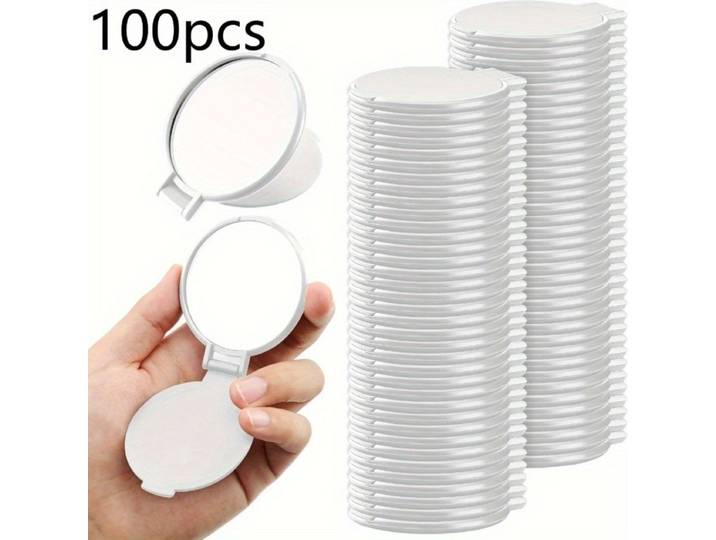 100 pièces Mini ensemble de miroirs de maquillage pliants miroir de poche circulaire Portable 7x6.2 cm miroir de maquillage de voyage quotidien utilisation dans les chambres extérieures