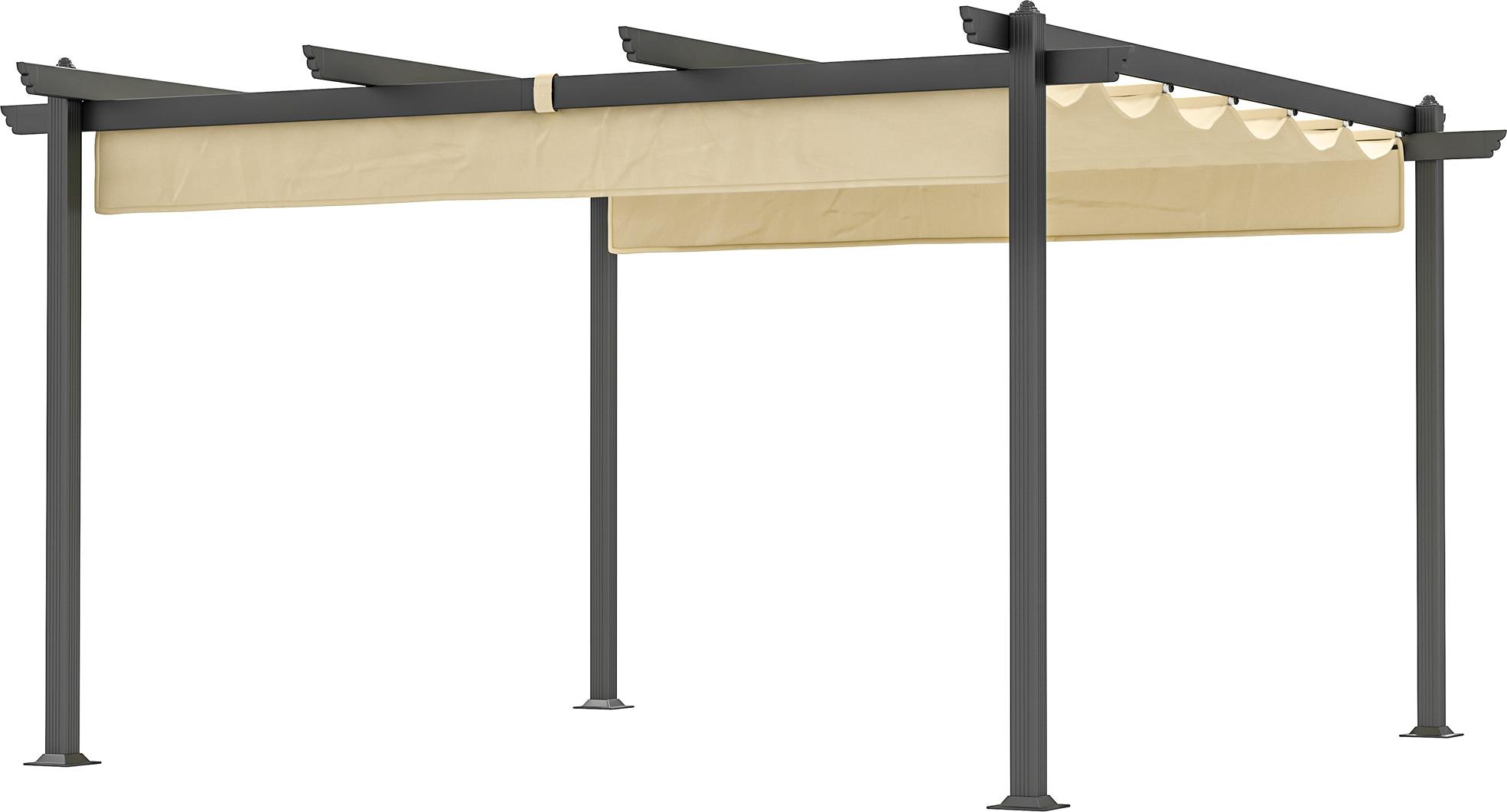 Verstellbare Garten-Pergola, Pavillon mit Aluminium-Rahmen, Outdoor-Baldachin, für Garten, Balkon, Terrasse, Beige