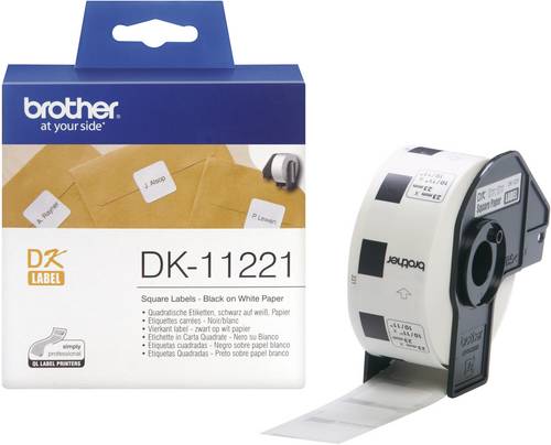Brother DK-11221 Etiketten Rolle 23 x 23 mm Papier Weiß 1000 St. Permanent haftend DK11221 Universal-Etiketten