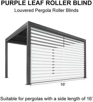 PURPLE LEAF Grey Louvered Pergola Accessories Roller Blinds (Pergola Not Included)