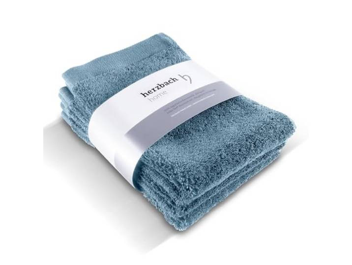 herzbach home Gästehandtuch 3er Set 30 x 50 cm (Graublau) – Hochwertige, weiche & saugstarke Gäste-Handtücher in Premium-Qualität – 100% natürliche Baumwolle