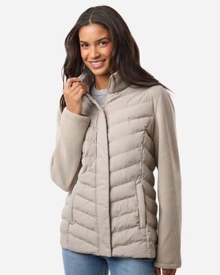 Weatherproof W26719 Women's Mixed Media Chevron Jacket in Taupe size XL   Polyester