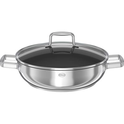 Servierpfanne RÖSLE "MOMENTS", schwarz (edelstahlfarben, schwarz), H:17,5cm Ø:28cm, Pfannen, Ø 28 cm, mit Antihaftversiegelung, spülmaschinengeeignet, Induktion
