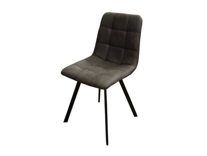 Chaise en simili gris pieds métal noir
