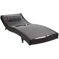Décoshop26 - Gartenliege/Deckstuhl Polyrattan braun grauer Bezug 04_0004809