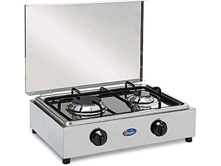 CFParker 2 Brenner aus Edelstahl mit herausnehmbarem Gasherd mit Sicherheitsventilen für den Innenbereich. Made in Italy - 200ACCGPS