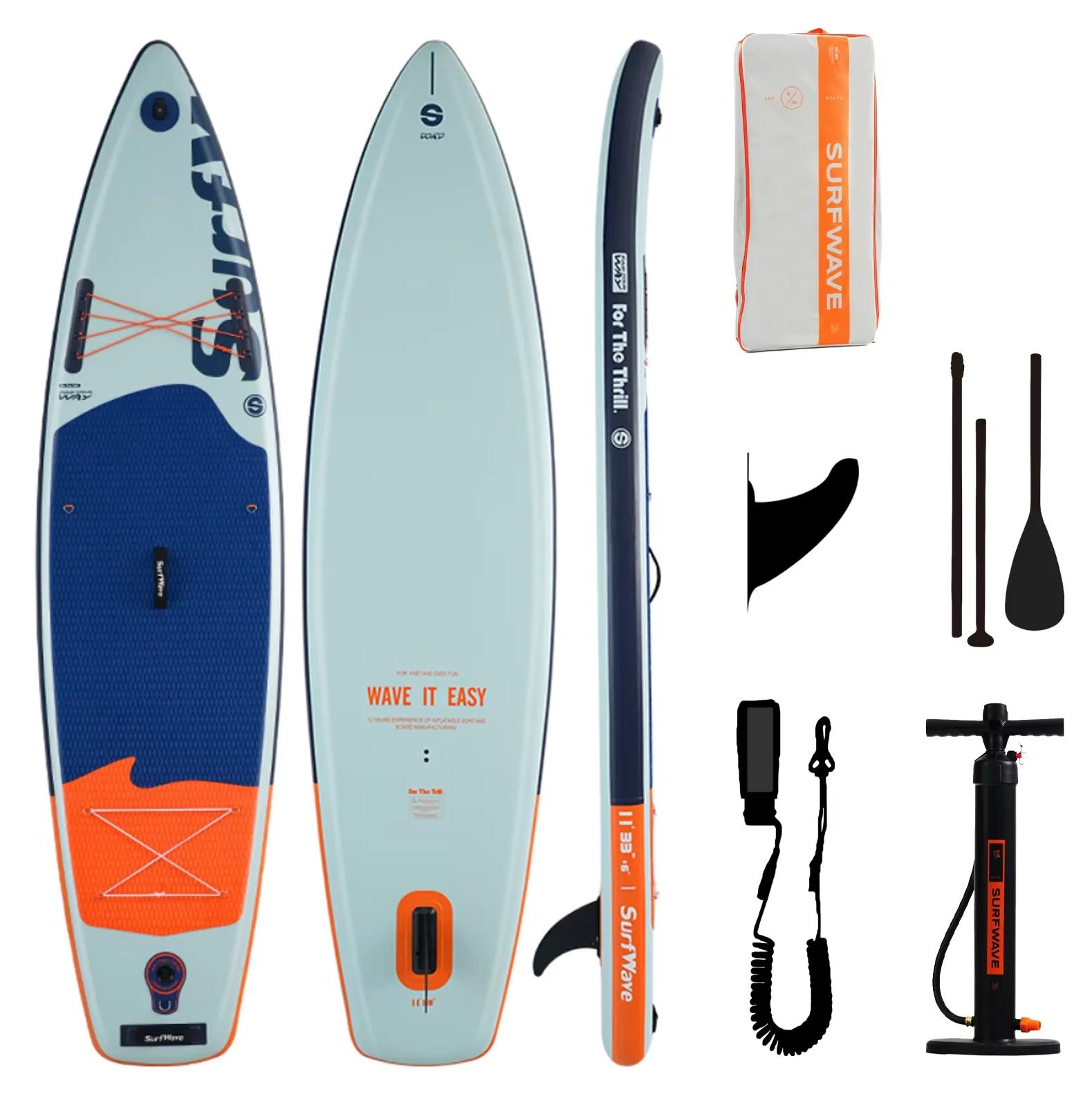 Aufblasbares SUP-Board - Stand Up Paddleboard - 343 cm Lang - 84 cm Breit - Rutschfestes EVA-Deck - Paddel, Pumpe und Leash - Farbe 5021847
