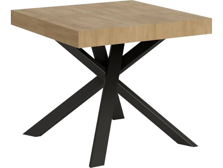 Table Extensible 90X90/194 Cm Clerk Plateau Chêne Nature Pieds Anthracite