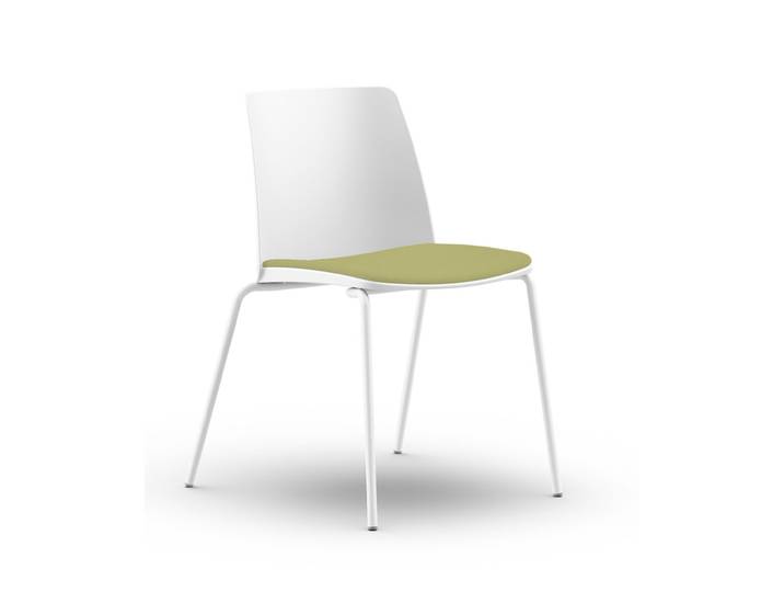Chaise de réunion & visiteur Aria polypropylène assise tapissée piètement métal – Blanc