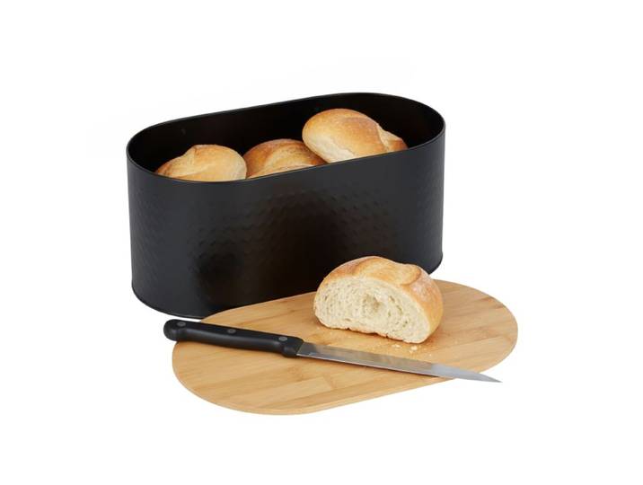 Relaxdays Ovaler Brotkasten mit Bambusdeckel
