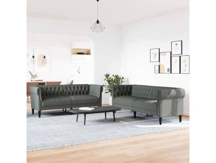 ZQQLVOO Wohnzimmer Couch 2 STK. Dunkelgrau Stoff Atmungsaktiver Stoff, Schaumstoffpolsterung, Robustes Gestell, Montage erforderlich