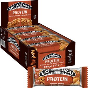Eat-Natural Proteinriegel Protein, 12 Riegel, Salted Caramel Nut, je 40 g, pro Riegel 17 g Protein