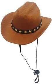 Fusion Finds Adjustable Pet Cowboy Hat For Dogs & Cats Funny Western Costume Headwear With Secure Fit brown star
