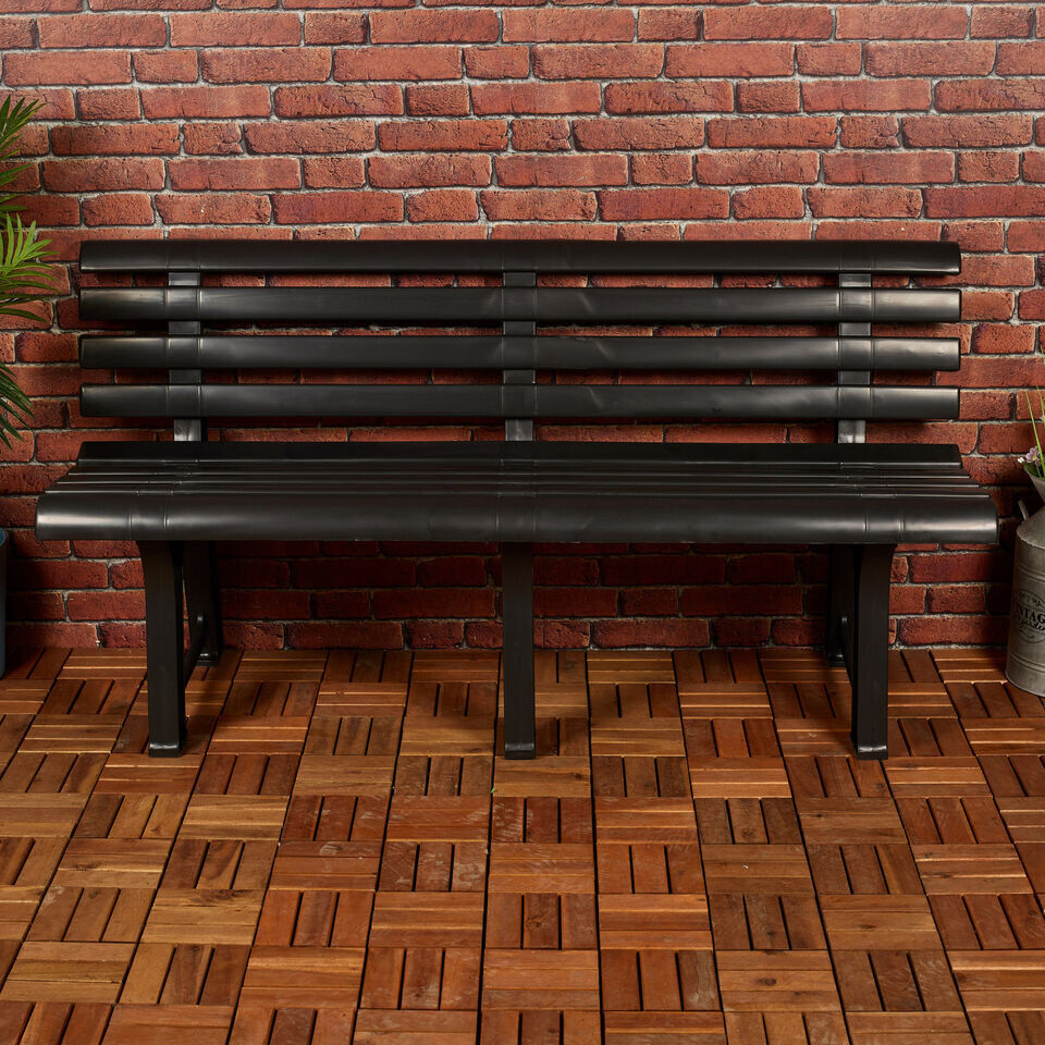 Lark Manor Plastic Garden Bench Black