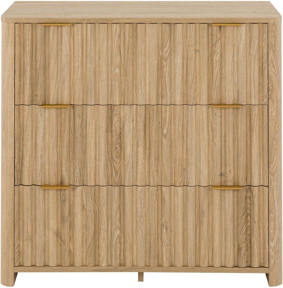 IDIMEX Commode avec 3 tiroirs aspect bois, coloris chêne Marron 78x77x39cm