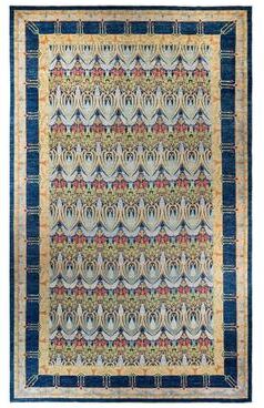 "Overton Handknotted Wool Vintage Inspired Contemporary Arts & Crafts Blue Area Rug - 19' 6"" x 11' 6"""