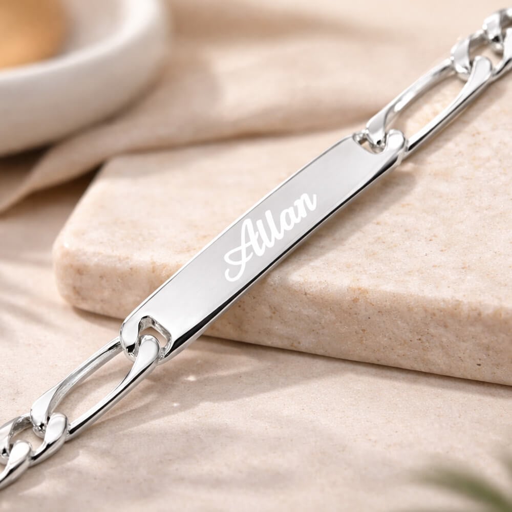 Ocadeau Gourmette argent Figaro gravée