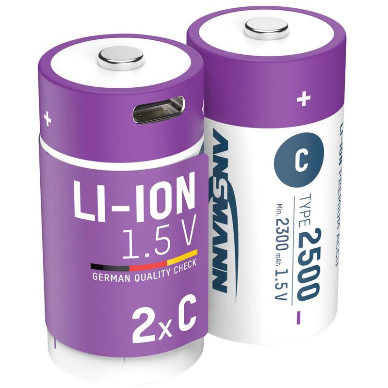Ansmann 1313-0004 Li-Ion Akkus Baby C Typ 2500 (min. 2300 mAh) 2er Karton