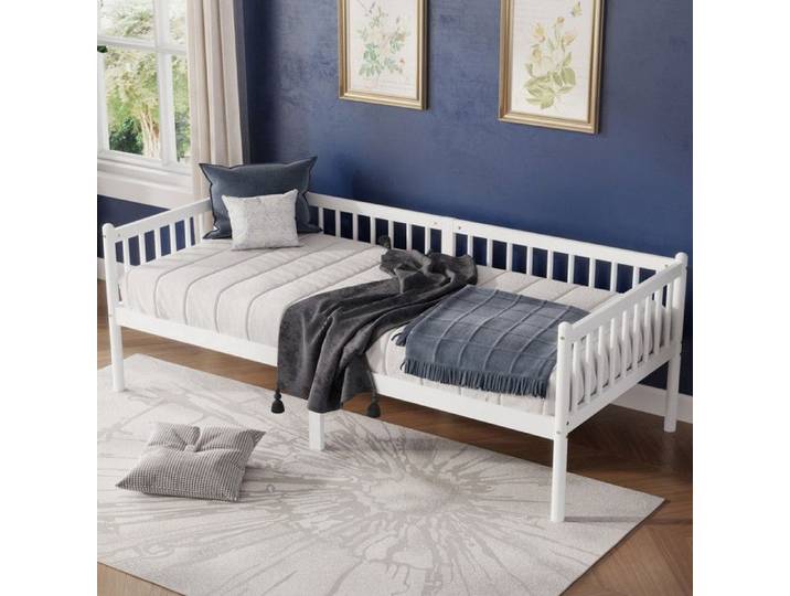 NuvlaGu - Lit enfant 90x200 cm - Lit évolutif avec barrières de sécurité - canapé-lit - Blanc