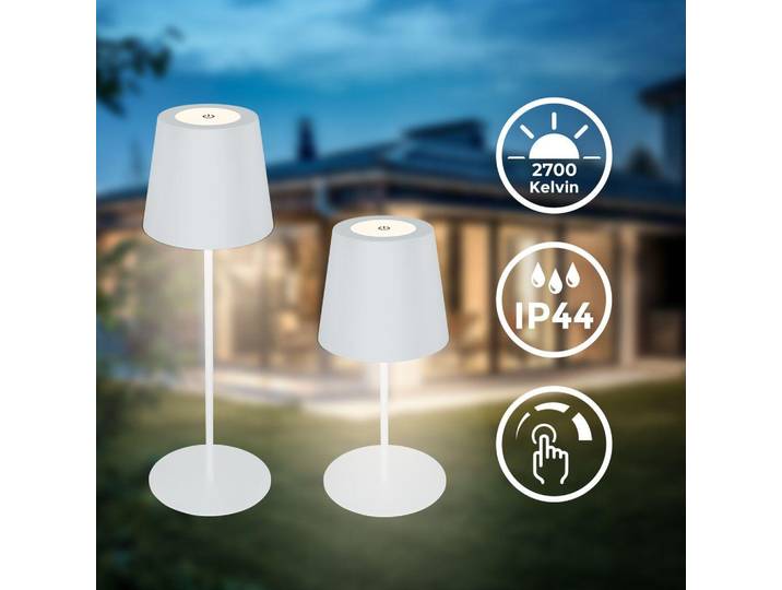 Tischlampe - 2,5W, 200lm, kabellos, led, dimmbar, warmweiß, weiß