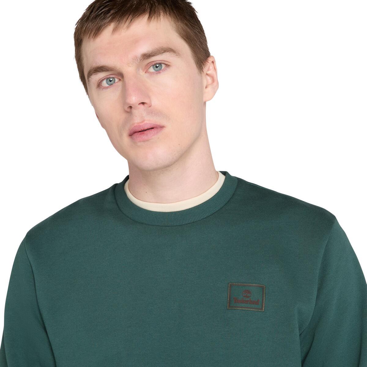 Sweatshirt TIMBERLAND "Silicon Badge (BB) Crew Neck", Herren, Gr. S, grün (grün gables), Obermaterial: 80% Baumwolle, 20% Polyester, Sweatshirts Sweatshirt, mit Crew-Neck-Ausschnitt, aus Baumwolle und Polyester grün gables S