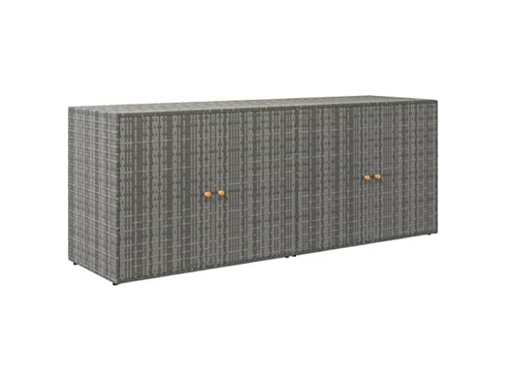 KDVXBCQJH Gartenschrank Grau 198x55,5x80 cm PE-Rattan Terrassenschrank Vielseitige Outdoor Anrichte aus witterungsbeständigem Polyrattan mit Akazienholz-Griffen für Terrasse und Veranda.